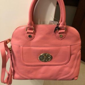 Emma Fox Pink Peony Leather Satchel Handbag - NWT